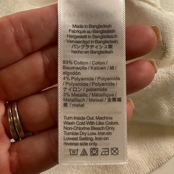 J Crew Teddie Polka Dot Sweater Womens Size Small Ivory Gold Metallic Knit - Picture 4 of 7